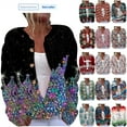 thumbnail image 1 of QATAINLAV Christmas Cardigan for Women Cute Xmas Tree Printed Long Sleeve Cardigans Sweater Open Front Button Down Knit Jacket, Multicolor, XXXXL, 1 of 6