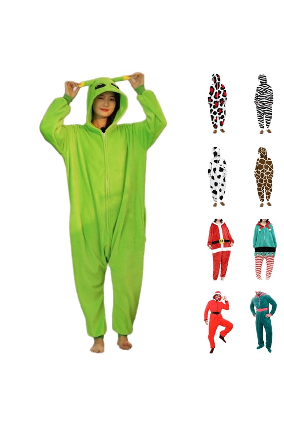 Christmas Gifts for Women Flannel Long Sleeve Oneise Pajamas Cute Holiday Overalls with Hood, Blue, M