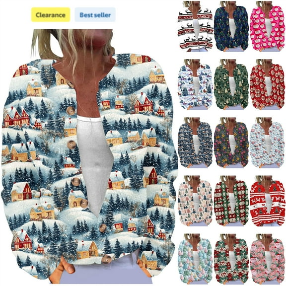 QATAINLAV Chunky Cardigan Sweaters for Women Plus Size Knitted Sweater Tops Loose Oversized Button Open Front Jackets Christmas Gifts, Multicolor, XXXXXL