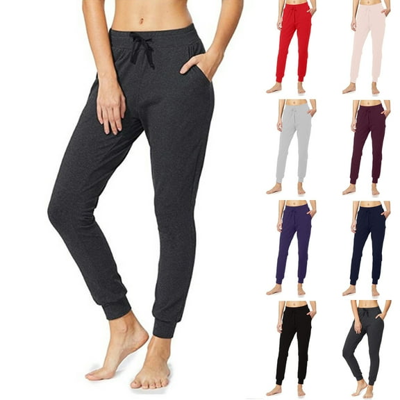 QATAINLAV Cinch Bottom Sweatpants for Women Casual Drawstring High Waisted Joggers Pants Slim Fit Solid Color Workout Leggings with Pockets Dark Gray S Mother's Day Gifts