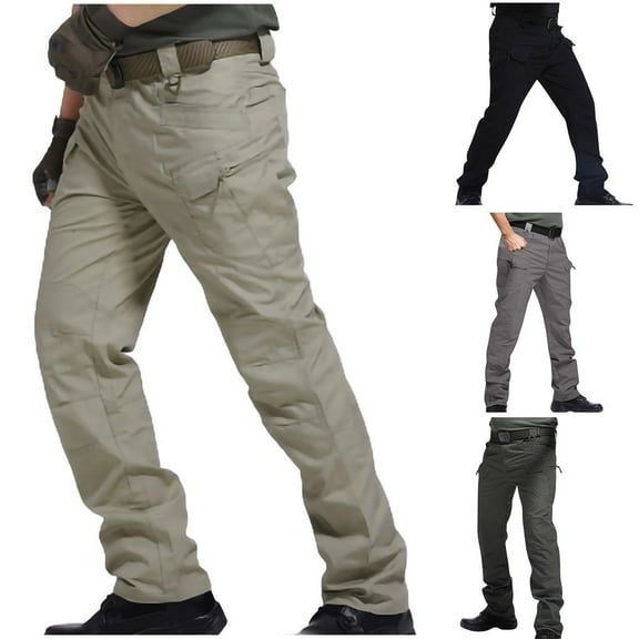 QATAINLAV Men's Multi Pocket Cargo Pants Outdoor Water Resistant Hiking Pants Solid Casual Straight Leg Tactical Work Trousers with Pockets Camping Wear Gray XXXXXL