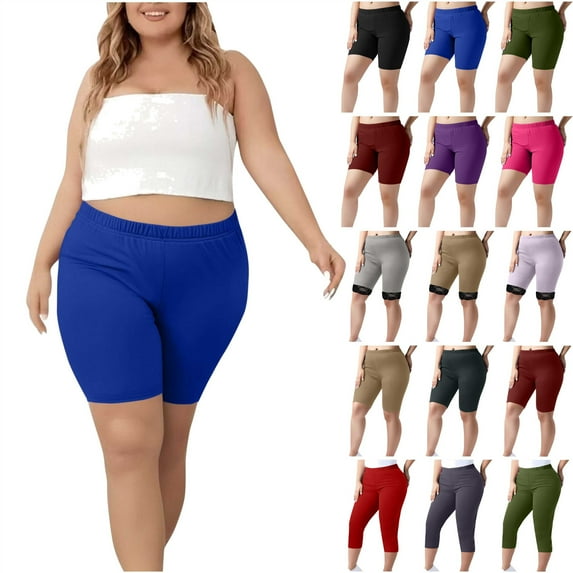 QATAINLAV Clearance! Shorts for Women Plus Size Tummy Control Yoga Athletic Running Shorts Summer Casual Elastic Waist Lightweight Biker Shorts Pink L