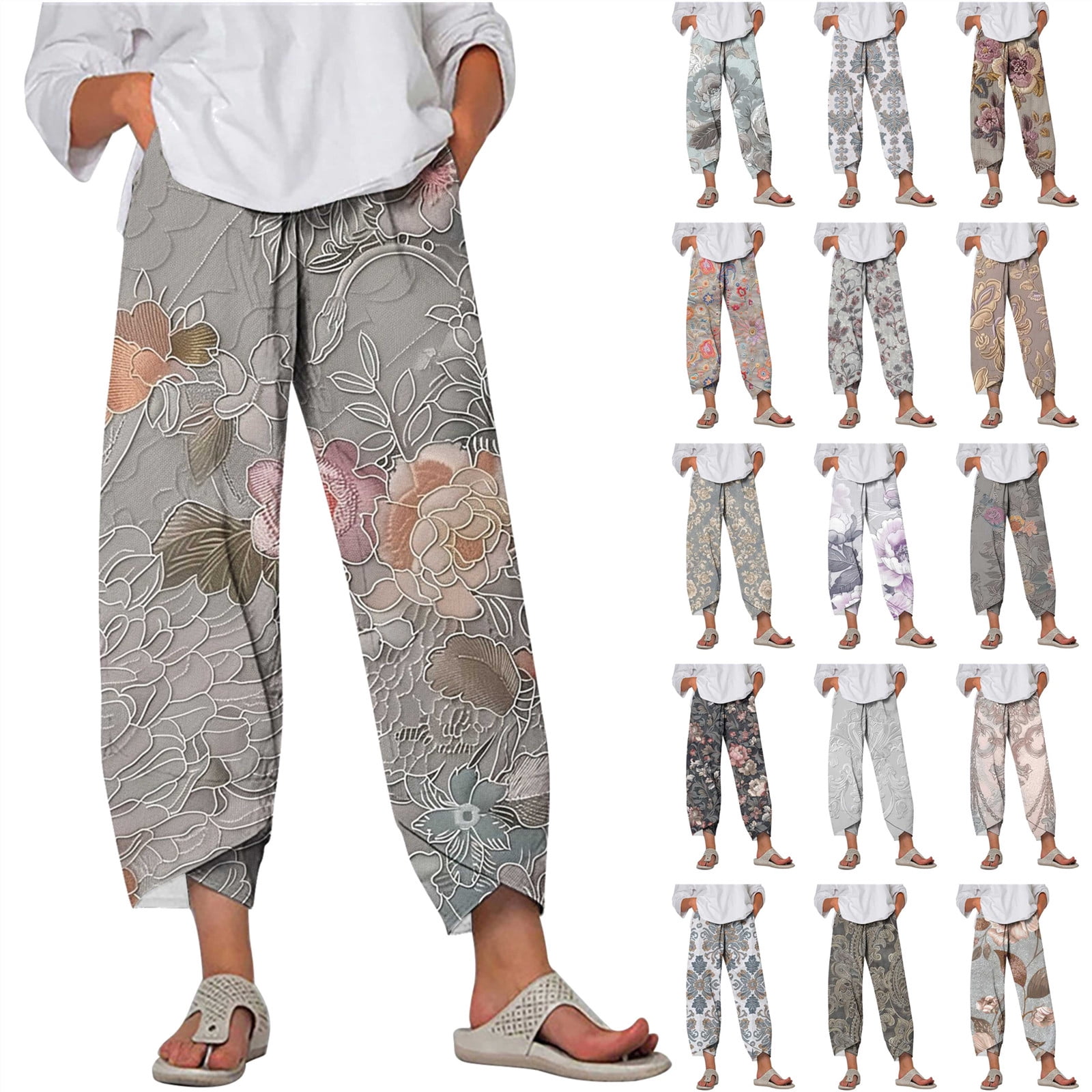 QATAINLAV Cotton Linen Pants for Women 2025 Summer Elastic