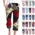 thumbnail image 1 of QATAINLAV Cotton Linen Pants for Women High Waist American Flag Patriotic Capris Pant 4th of July Independence Day Drawstring Elastic Waisted Cropped Trousers Beige XXL, 1 of 5