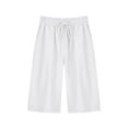 thumbnail image 1 of QATAINLAV Cotton Linen Shorts for Women High Rise Drawstring Casual Shorts Knee Length Workout Bermuda Shorts 2024 Summer Solid Color Going Out Short, Bermudas Para Mujer, White, M, 1 of 7