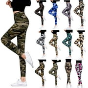 QATAINLAV Daily Sales Womens High Waist Athletic Leggings Tummy Control Gym Yoga Pants Fashion Camo Print Legging Trousers Camouflage Free Size