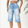 thumbnail image 1 of QATAINLAV Distressed Ripped Frayed Jeans for Women Loose Fit Jean Shorts Casual Distressed Short Jeans Casual Mid Waist Denim Pants Limited Time Sale Light Blue M, 1 of 6