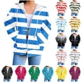 thumbnail image 1 of QATAINLAV Fall Clothes for Women Zip Up Long Sleeve Hooded Sweatshirts Jackets with Pocket Fashion Stripe Drawstring Hoodies Coats, Pink, M, 1 of 6