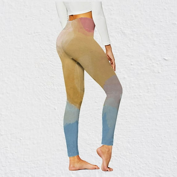 QATAINLAV Fashion Gradient Print Leggings for Women High Waisted Tight Yoga Pants Casual Butt Lift Bottom Trousers Gym Running Legging Pants Todays Daily Deals Sky Blue XL