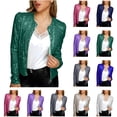 thumbnail image 1 of QATAINLAV Fashion Sequin Jackets Women's Casual Party Elegant Sparkle Long Sleeve Coats Open Front Glitter Blazer Bomber Jacket, Purple, M, 1 of 8