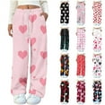 thumbnail image 1 of QATAINLAV Flannel Pajama Pants for Women Casual Drawstring Fuzzy Sleep Bottoms with Pockets Heart Print Comfy Lounge Trousers, Blue, XXL, 1 of 6