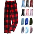 thumbnail image 1 of QATAINLAV Women's Flannel Plaid Pajama Pants with Pockets Casual Comfy Soft Fleece Sleepwear Bottoms Winter Warm Lounge Trousers, Orange, S, 1 of 7