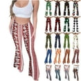 thumbnail image 1 of QATAINLAV Flare Hippie Leggings for Women High Waisted Tight Yoga Pants Silk Soft Legging Trousers Trendy Print Bell Leg Bottoms Purple L, 1 of 6