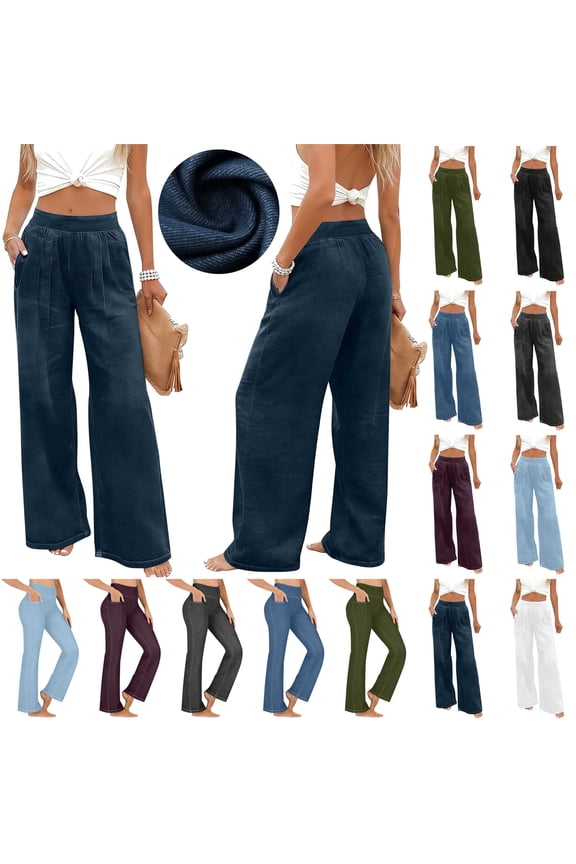 Flare Jeans for Women High Waisted Pull On Bell Bottom Denim Trousers Casual Tummy Control Jean Pants with Pockets, White, S