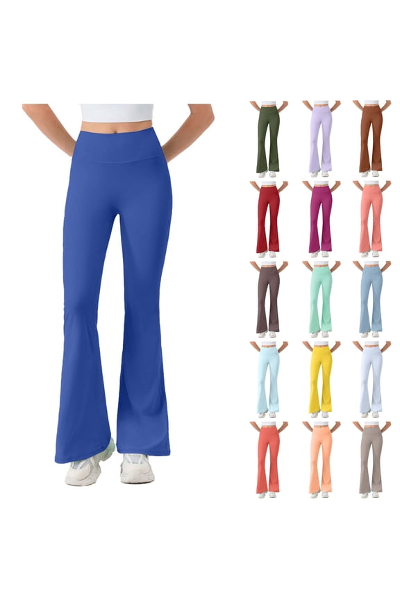 Flare Leggings for Women No Front Seam High Waist Bootcut Yoga Pants Solid Color Tummy Control Running Tights, Orange, S