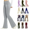 thumbnail image 1 of QATAINLAV Flared Leggings for Women with Pockets Casual Elastic High Waist Wide Leg Sweatpants Tummy Control Butt Lifting Yoga Pants Gray S, 1 of 8