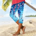 thumbnail image 1 of QATAINLAV Floral Print Capri Leggings for Women Summer Casual Workout Tummy Control Cropped Pants Stretchy Tights Buttery Soft Yoga Bottom Pants Lighten Deals of the Day Multicolor 3XL, 1 of 4