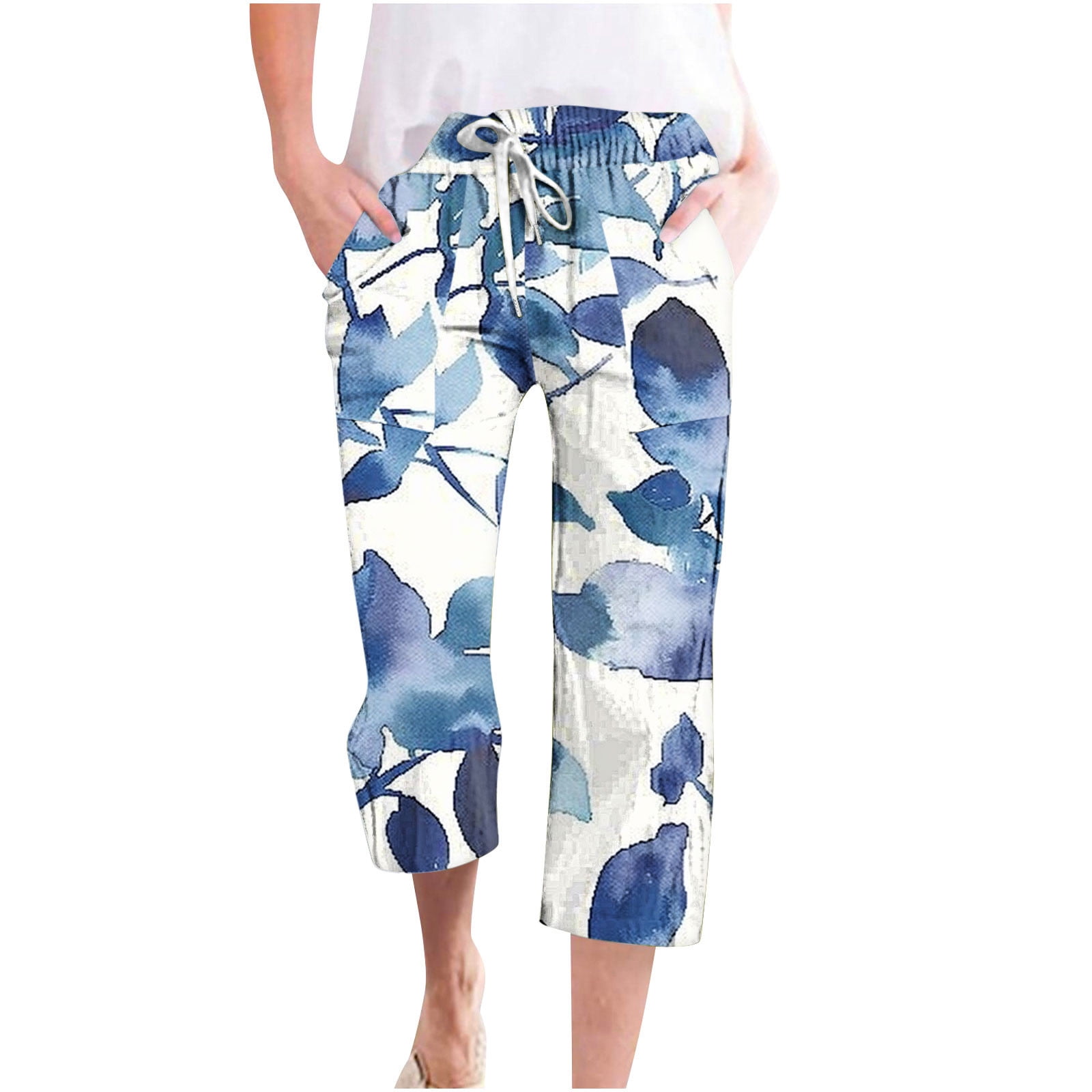 QATAINLAV Floral Print Women's Capri Pants 2024 Summer Casual