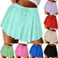 thumbnail image 1 of QATAINLAV Flowy Athletic Tennis Skirts for Women with Inner Shorts 2 in 1 High Waisted Workout Skorts Summer Casual Drawstring Running Golf Skirt Purple XL Clearance, 1 of 7