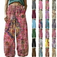thumbnail image 1 of QATAINLAV Flowy Beach Pants for Women Summer Linen Wide Leg Lounge Pant Baggy Casual Elastic Waist Solid Palazzo Trousers with Pockets Brown L My Orders Placed By Me, 1 of 7