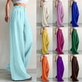 thumbnail image 1 of QATAINLAV Flowy Pleated Wide Leg Pants for Women Baggy High Waisted Palazzo Work Trousers Solid Color Business Casual Dress Pants with Pockets Pink XXL Camisas Para Hombres, 1 of 7
