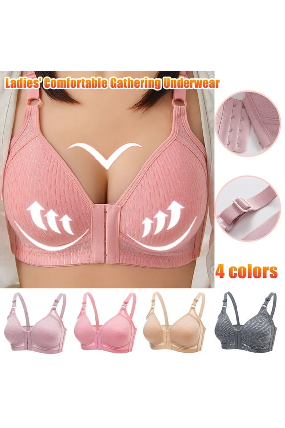 Front Close Bra for Women,Push Up Wirefree Bra Seamless Support Posture Bra No Dig Comfort Brassiere Everyday Sport Bras Prime Sales Today Clearance, Gray