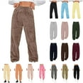 thumbnail image 1 of QATAINLAV Fuzzy Pants for Women Comfy Warm Fleece Pajama Pants Casual Drawstring Lounge Long Pants Solid Color Plush Trousers Sleepwear Hot Pink 4XL, 1 of 6