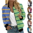 thumbnail image 1 of QATAINLAV Gifts for Girls! Bomber Jackets for Women Fashion Stripe Causal Zip Up Coats Fall Long Sleeve Stand Collar Baseball Jacket Lightweight Outerwear Tops Black M, 1 of 6