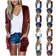thumbnail image 1 of QATAINLAV Gifts for Girls! Velvet Cardigan Sweater for Women with Pocket Casual Half Sleeve Open Front Cardigans Fall Velour Sweaters Elegant Coat, White, S, 1 of 7