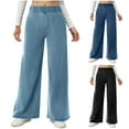 thumbnail image 1 of QATAINLAV Gifts for Girls! Wide Leg Jeans for Women Baggy Stretchy Mid Rise Denim Pants Solid Casual Denim Trousers with Pockets Going Out Outfits Light Blue S, 1 of 9