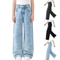 thumbnail image 1 of QATAINLAV Girls Baggy Wide Leg Jeans Elastic High Waisted Denim Pants Cute Teen Girl Casual Y2k Trendy Streetwear Boys Outfits Black,6-7Years, 1 of 7