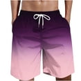 thumbnail image 1 of QATAINLAV Gradient Shorts for Men Summer Casual Drawstring Beach Shorts Four-Way Stretch Elastic Waist Workout Shorts with Pockets Mens Birthday Gift Ideas Purple 5XL, 1 of 5