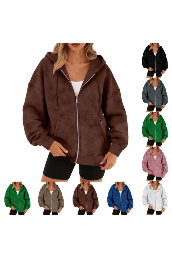 Green Womens Faux Suede Jacket Fall Winter Clothes Solid Color Zipper Hooded Sweat Jackets Outwear with Pocket