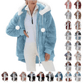thumbnail image 1 of QATAINLAV Womens Gifts for Christmas Fashion Plaid Fleece Hooded Jackets Casual Loose Fit Zip Up Cardigans Outdoor Warm Plush Coats, Red, XL, 1 of 8