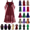 thumbnail image 1 of QATAINLAV Halloween Costumes for Women Casual Cold Shoulder Batwing Sleeve Dress Lace Patchwork Vintage Gothic Corset Dresses Wedding Guest Dress, Army Green, XL, Gifts for Mom, 1 of 5