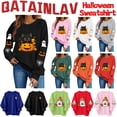 thumbnail image 1 of QATAINLAV Halloween Sweatshirts for Women Ghost Pumpkin Print Crewneck Tops Fall Long Sleeve Loose Fit Pullover Army Green XL, 1 of 8