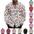 thumbnail image 1 of QATAINLAV Hawaiian Shirts for Men 2025 Valentines Day Long Sleeve Button Down Shirt Fashion Love Heart Printed Blouse Tops Party Gifts Red XL Ofertas Flash, 1 of 6