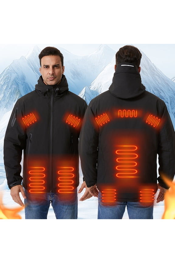 Heated Jacket for Men and Women Washable Lightweight Zip Hooded Winter Jackets 10 Heating Zones Outdoors Hunting Fishing Coats Black 3XL, Gifts for Mom