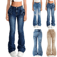 thumbnail image 1 of QATAINLAV High Waist Flare Jeans for Girls Heart Pathwork Distressed Y2k Denim Pants Bell Bottom Stretch Trendy Boyfriend Streetwear Light Blue,10-11Years, 1 of 7