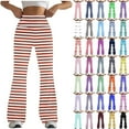 thumbnail image 1 of QATAINLAV High Waist Leggings for Women Flare Yoga Pants Compression Workout Bell Bottoms Trendy Stripe Printed Flared Trousers 2024 Fall Outfits Yellow M, 1 of 8