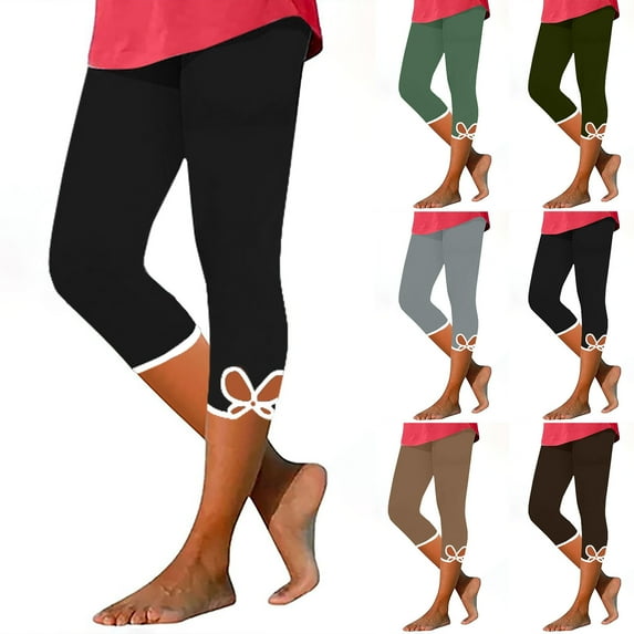 QATAINLAV High Waisted Capri Leggings for Women 2024 Trendy Hollow Out Capris Summer Casual Milk Silk Legging Basic Solid Yoga Tight Cropped Pants Todays Sale Black XXL