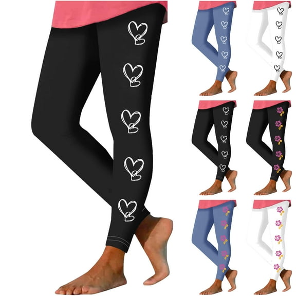 QATAINLAV High Waisted Leggings for Women, 2025 Trendy Heart Print Tummy Control Athletic Tights Casual Seamless Butt Lifting Yoga Pants White S Holiday Sales