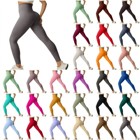 QATAINLAV High Waisted Leggings for Women Casual No See Through Tummy Control Cycling Workout Yoga Pants Solid Color Full Length Tight Bottom Trousers Mint Green M 90% off Clearance Sale