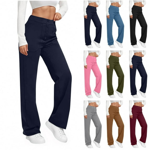 QATAINLAV High Waisted Wide Leg Pant for Women Business Casual Dress Pants Solid Color Work Office Trousers with Pockets Coffee M Gifts for Girls