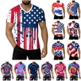 thumbnail image 1 of QATAINLAV Hot Pink Mens Big and Tall 4th of July Shirts American Flag Patriotic V Neck Short Sleeve T-Shirt Independence Day Outfits Summer Tops XXXXL, 1 of 6