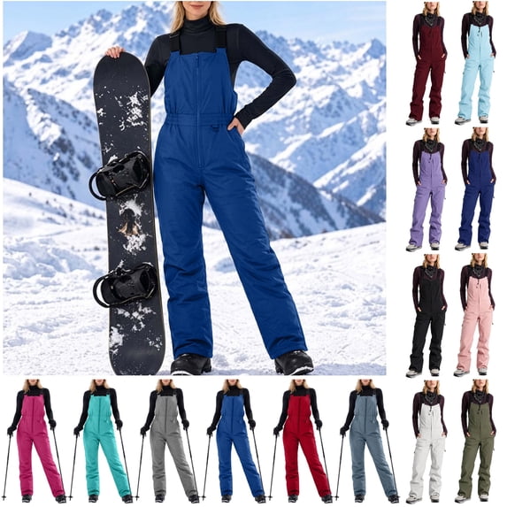 QATAINLAV Insulated Waterproof Snow Bib for Women with Zip Front Warm ...