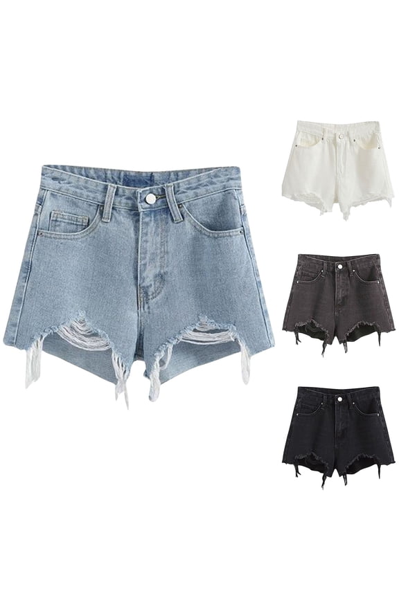 Jean Shorts Womens High Waisted Ripped Denim Shorts with Pockets Solid Casual Distressed Short Jean for Summer 90 off Clearance Sale Gray S