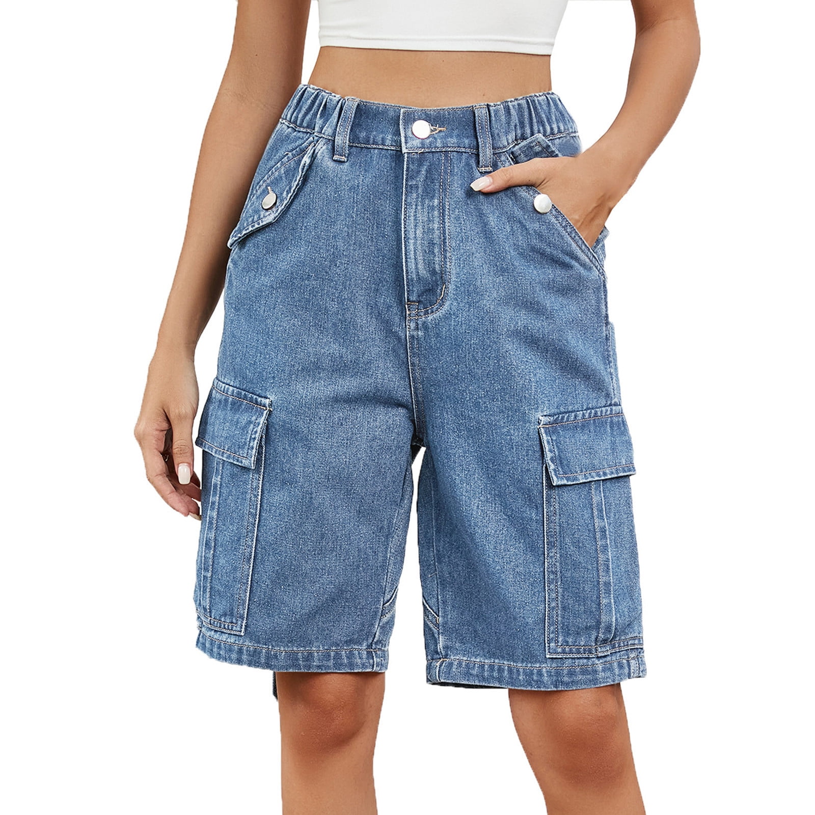 QATAINLAV Jeans Shorts for Women Casual Button High Waisted Short Jeans ...