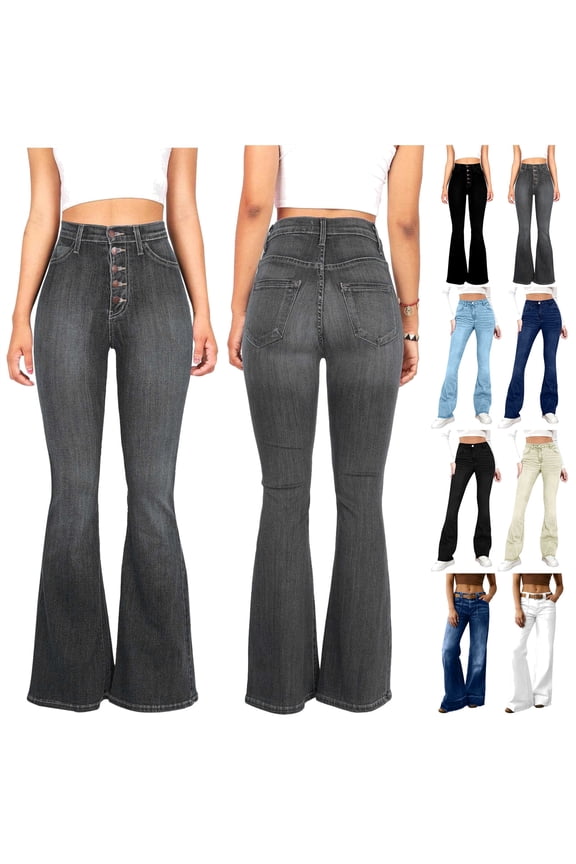 Jeans with Pockets for Womens Summer Mid Rise Wide Leg Jean Pants Solid Vintage Denim Trousers Y2k Clothes Dark Blue XXL