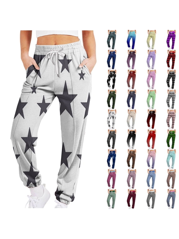 Joggers for Women Y2k Gradient Print Sweatpants Casual Drawstring High Waisted Athletic Pants with Pockets Beige XXL